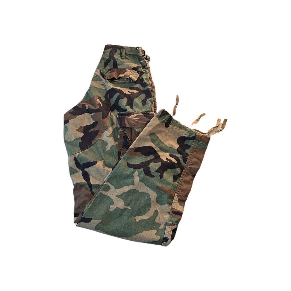 US Army USGI Woodland Camo BDU Outdoor Pants Size XS 24 Or 25 Long 31 Inseam